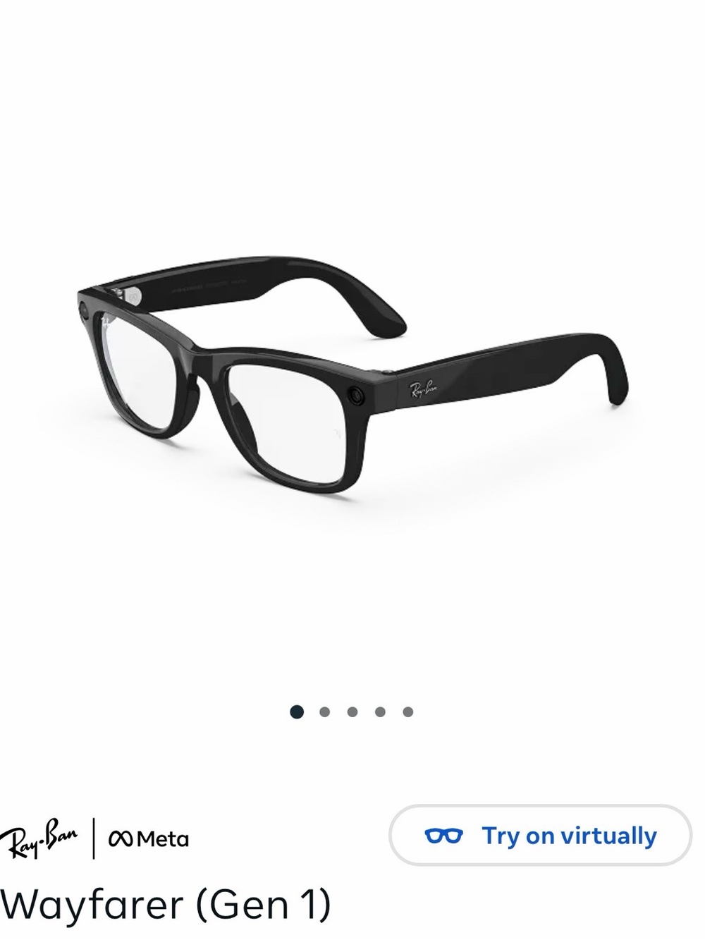 Authentic Ray-Ban Black Wayfarer Clear Lens Glasses